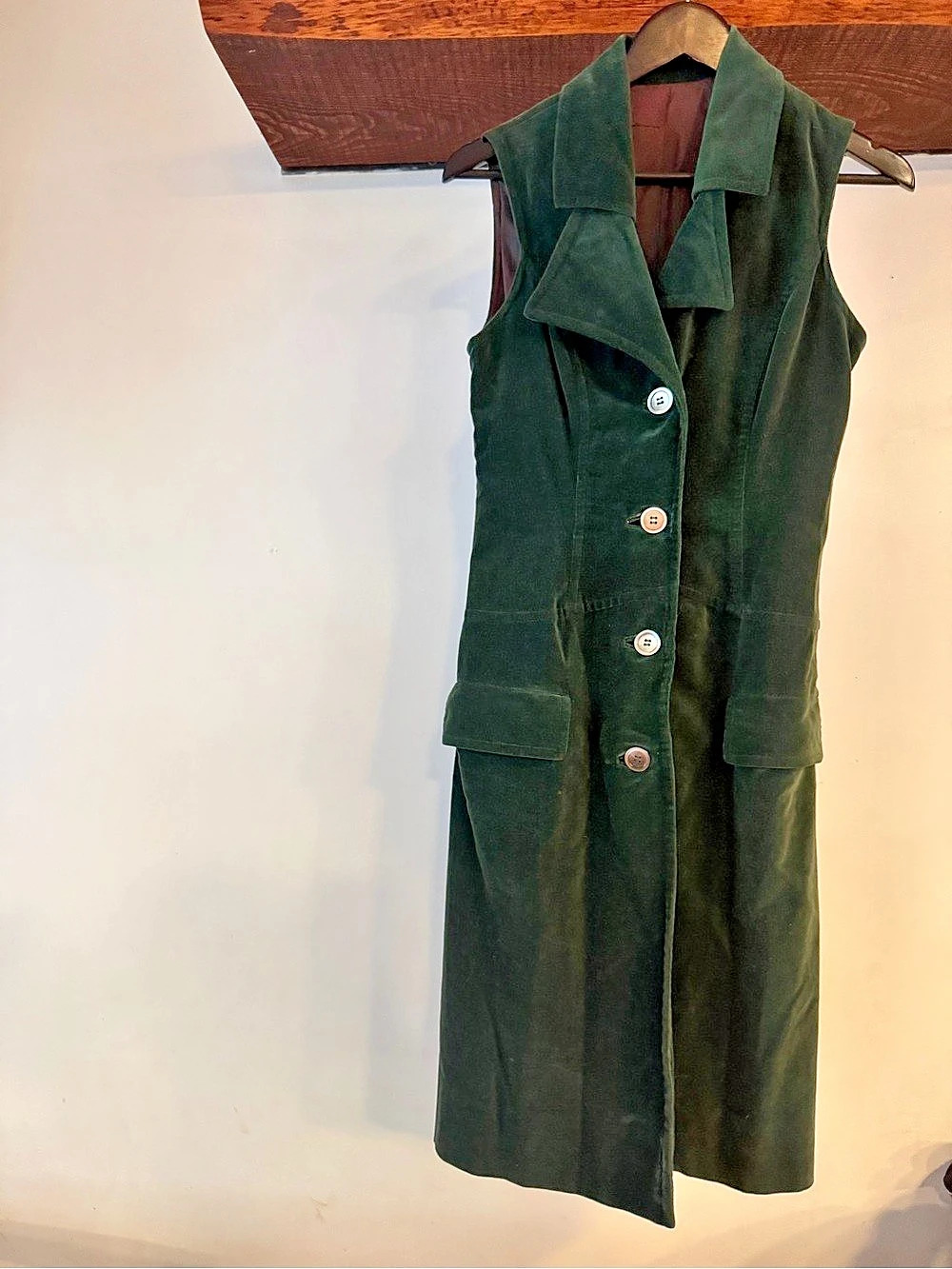 Vintage Green Button-Front Dress
